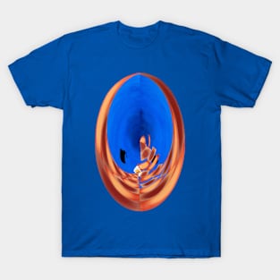 Disrupted Egg Path On Blue Cut T-Shirt
